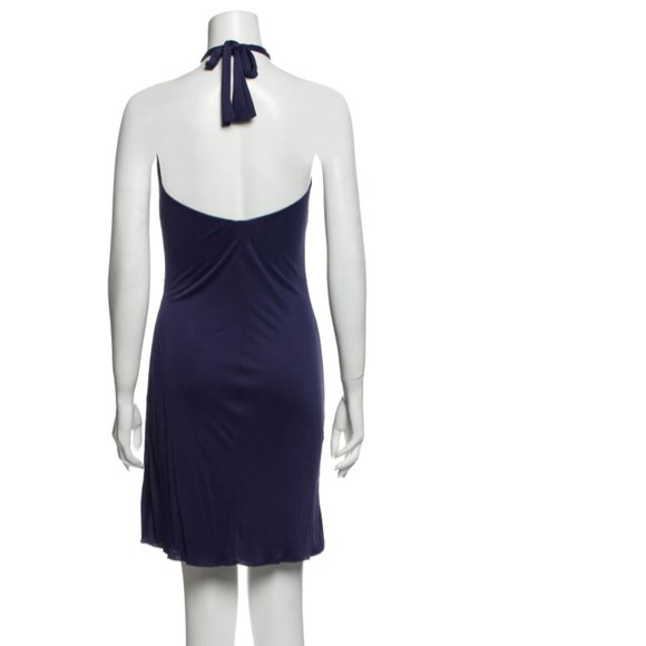 GUCCI Halter-neck Mini Navy Blue Dress - Picture 2 of 6